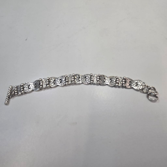 Brighton Bracelet Manzanita Silver Tone Interlocking Hearts Panel Toggle Clasp - Picture 2 of 6